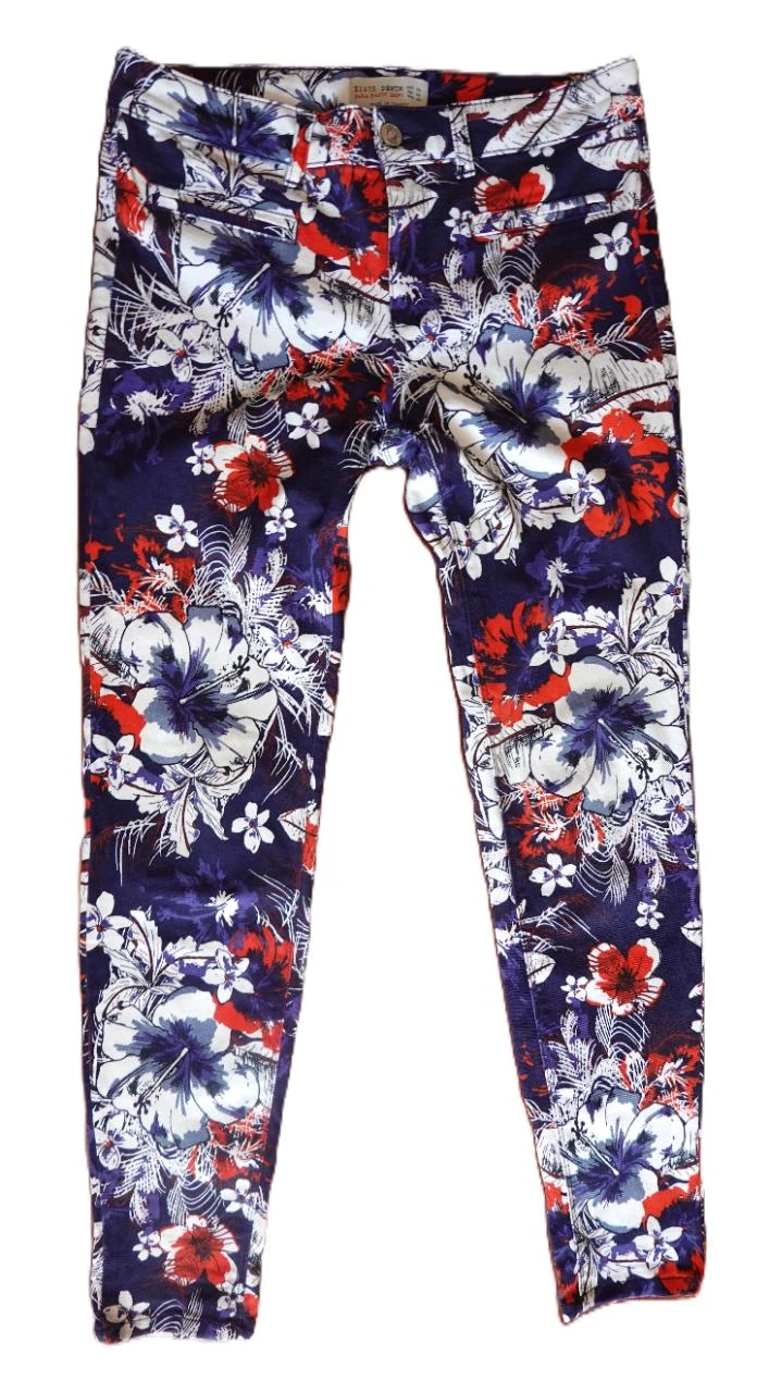 Vaqueros Zara Z1975 florales pitillo talla 38